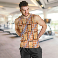 Aloha Hawaii Tiki Palaka Motifs Men Tank Top Honohono Lei Orange Elegant Vibes LT14 Orange - Polynesian Pride