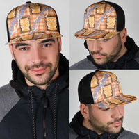 Aloha Hawaii Tiki Palaka Motifs Mesh Trucker Cap Honohono Lei Orange Elegant Vibes