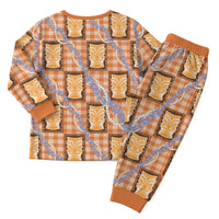 Aloha Hawaii Tiki Palaka Motifs Christmas Pajama Set Honohono Lei Orange Elegant Vibes