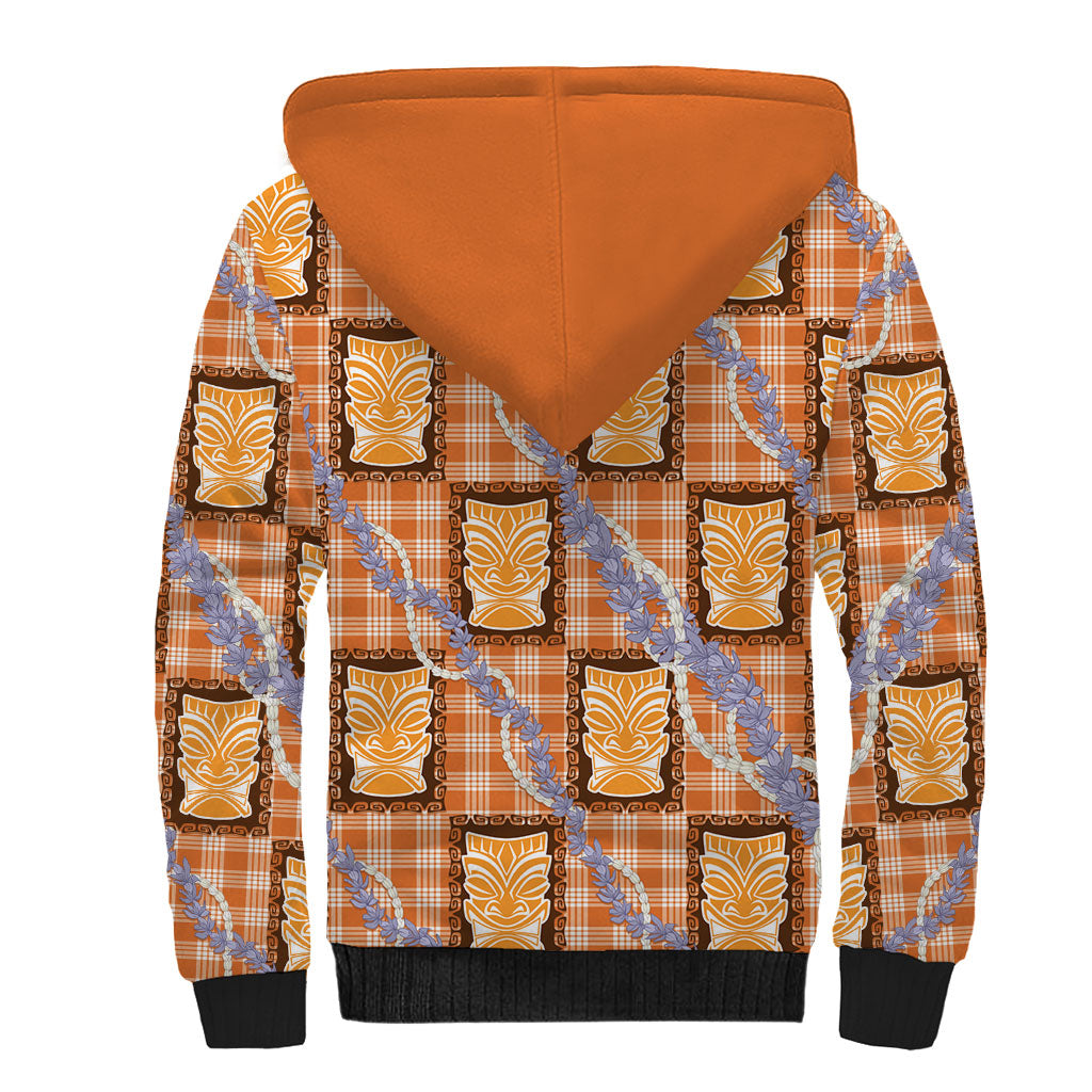 Aloha Hawaii Tiki Palaka Motifs Sherpa Hoodie Honohono Lei Orange Elegant Vibes LT14 - Polynesian Pride
