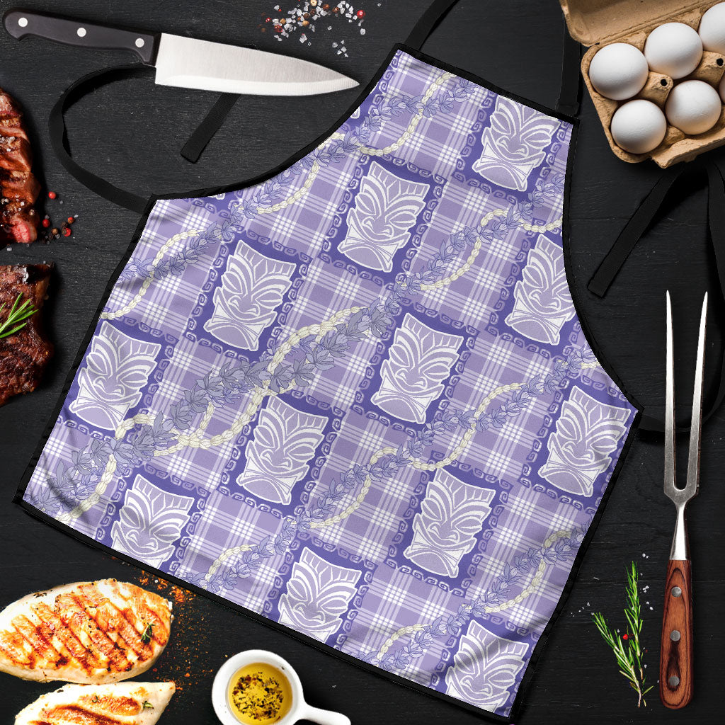 Aloha Hawaii Tiki Palaka Motifs Apron Honohono Lei Purple Elegant Vibes