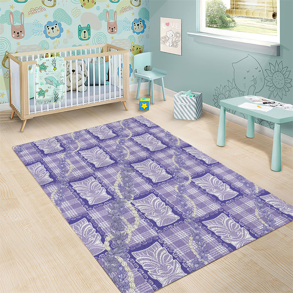 Aloha Hawaii Tiki Palaka Motifs Area Rug Honohono Lei Purple Elegant Vibes