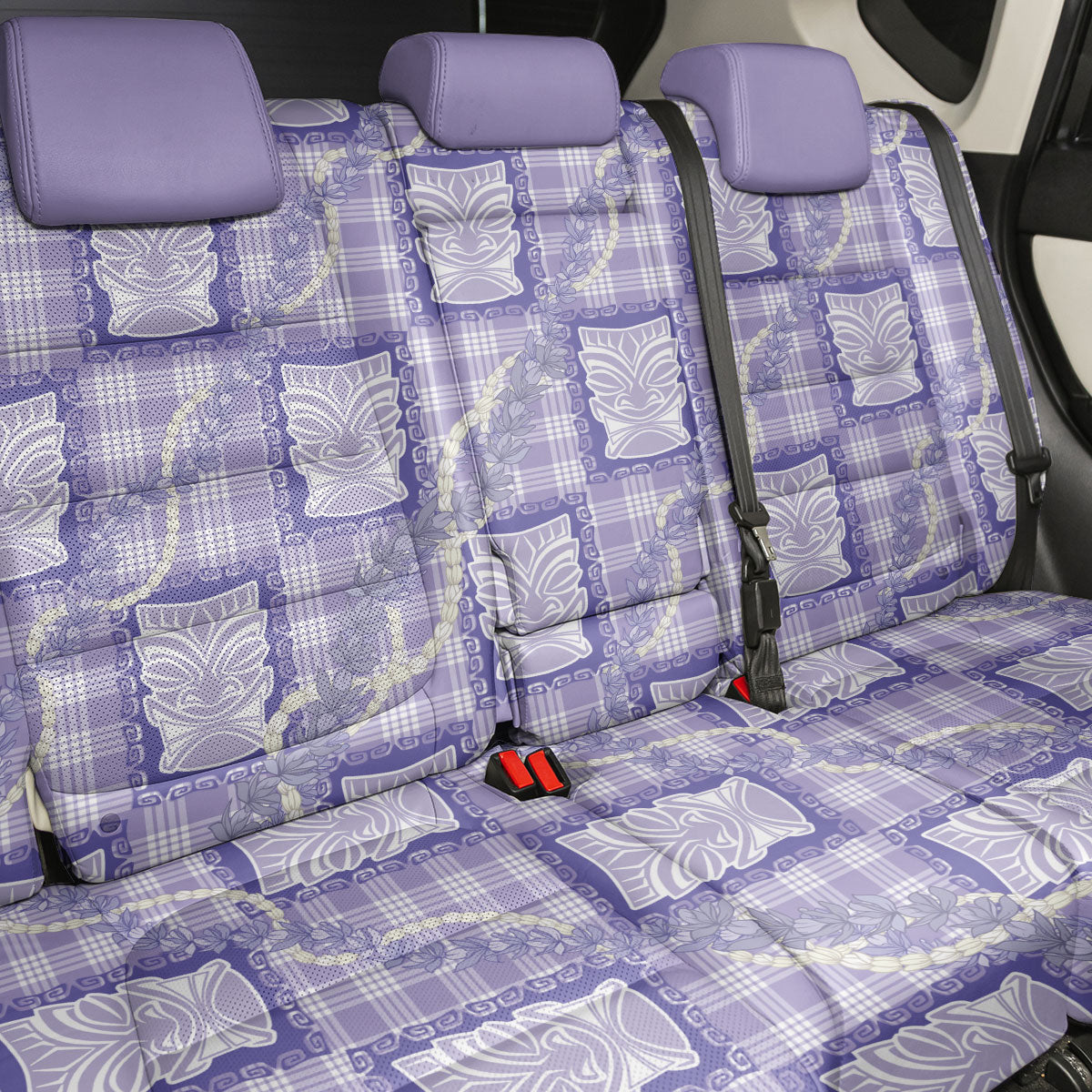 Aloha Hawaii Tiki Palaka Motifs Back Car Seat Cover Honohono Lei Purple Elegant Vibes LT14 - Polynesian Pride