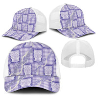 Aloha Hawaii Tiki Palaka Motifs Baseball Net Cap Honohono Lei Purple Elegant Vibes