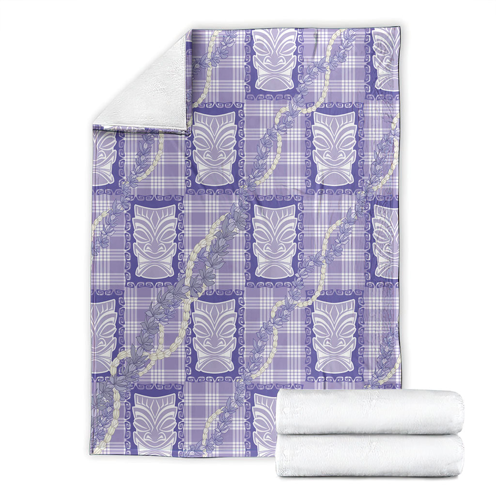 Aloha Hawaii Tiki Palaka Motifs Blanket Honohono Lei Purple Elegant Vibes