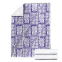 Aloha Hawaii Tiki Palaka Motifs Blanket Honohono Lei Purple Elegant Vibes