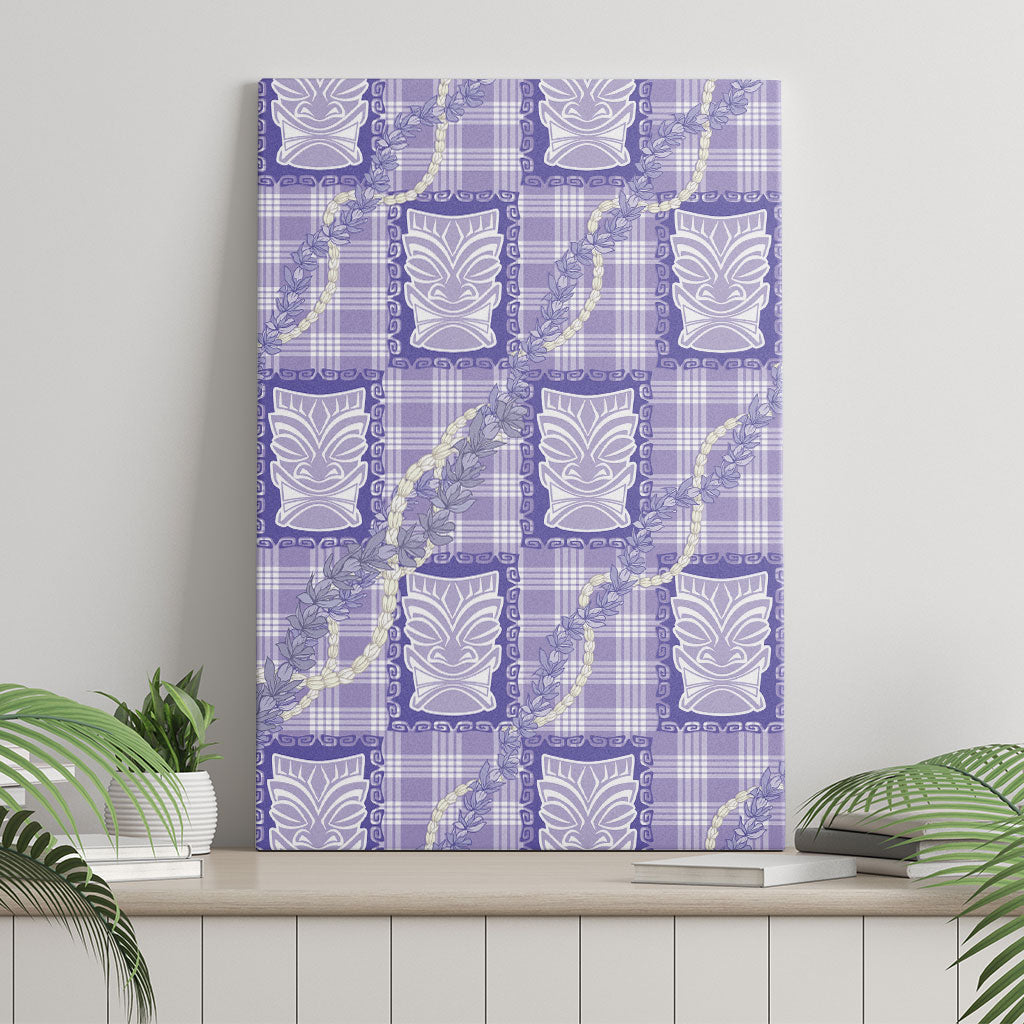 Aloha Hawaii Tiki Palaka Motifs Canvas Wall Art Honohono Lei Purple Elegant Vibes