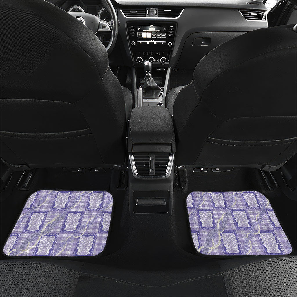 Aloha Hawaii Tiki Palaka Motifs Car Mats Honohono Lei Purple Elegant Vibes