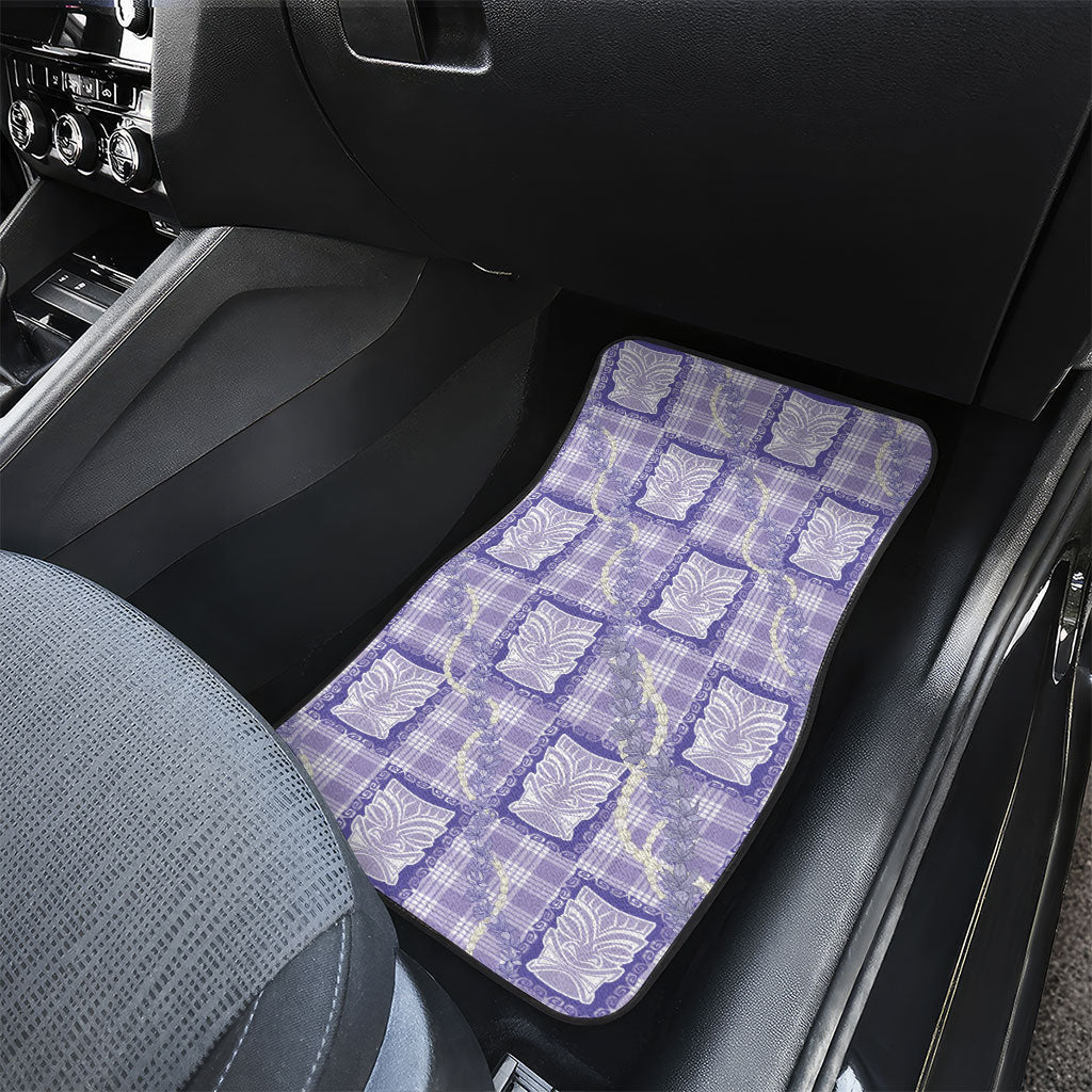 Aloha Hawaii Tiki Palaka Motifs Car Mats Honohono Lei Purple Elegant Vibes