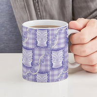 Aloha Hawaii Tiki Palaka Motifs Ceramic Mug Honohono Lei Purple Elegant Vibes