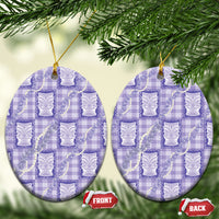 Aloha Hawaii Tiki Palaka Motifs Ceramic Ornament Honohono Lei Purple Elegant Vibes