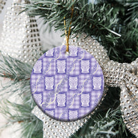 Aloha Hawaii Tiki Palaka Motifs Ceramic Ornament Honohono Lei Purple Elegant Vibes