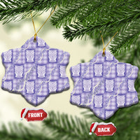 Aloha Hawaii Tiki Palaka Motifs Ceramic Ornament Honohono Lei Purple Elegant Vibes