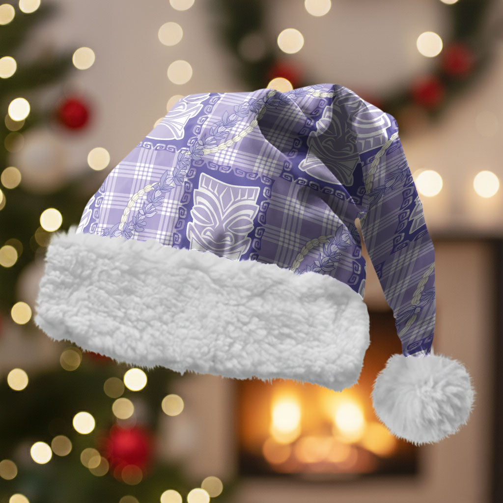 Aloha Hawaii Tiki Palaka Motifs Christmas Santa Hat Honohono Lei Purple Elegant Vibes