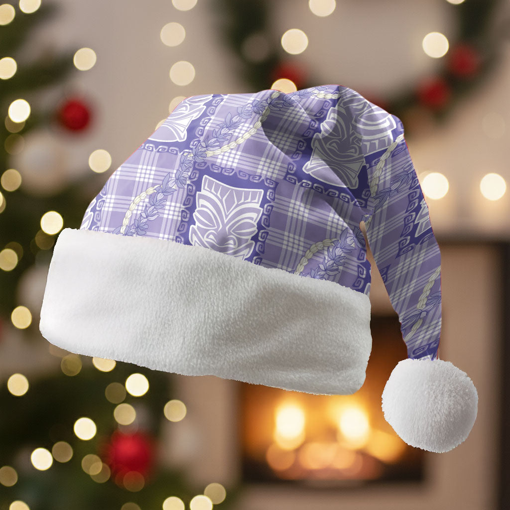 Aloha Hawaii Tiki Palaka Motifs Christmas Santa Hat Honohono Lei Purple Elegant Vibes