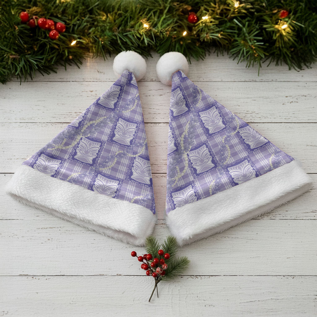 Aloha Hawaii Tiki Palaka Motifs Christmas Santa Hat Honohono Lei Purple Elegant Vibes