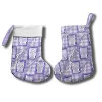 Aloha Hawaii Tiki Palaka Motifs Christmas Stocking Honohono Lei Purple Elegant Vibes