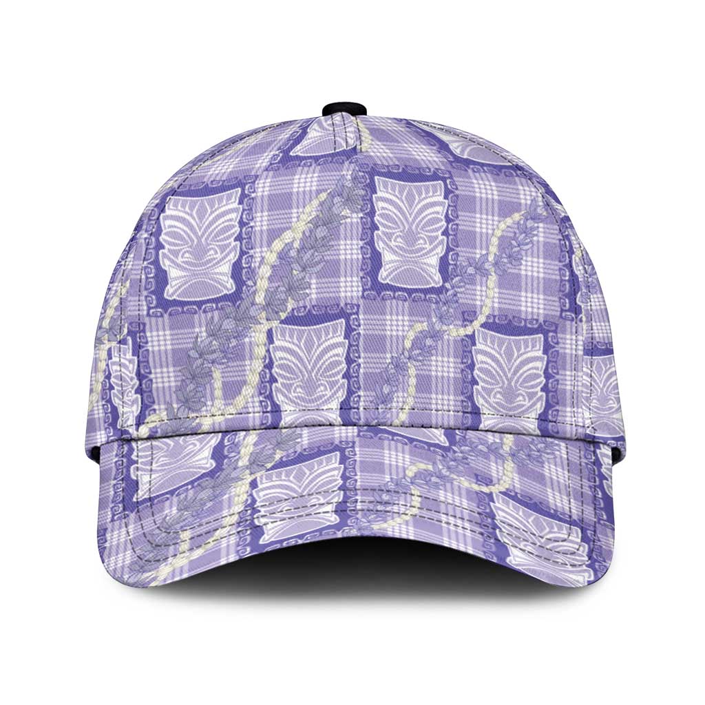 Aloha Hawaii Tiki Palaka Motifs Classic Cap Honohono Lei Purple Elegant Vibes