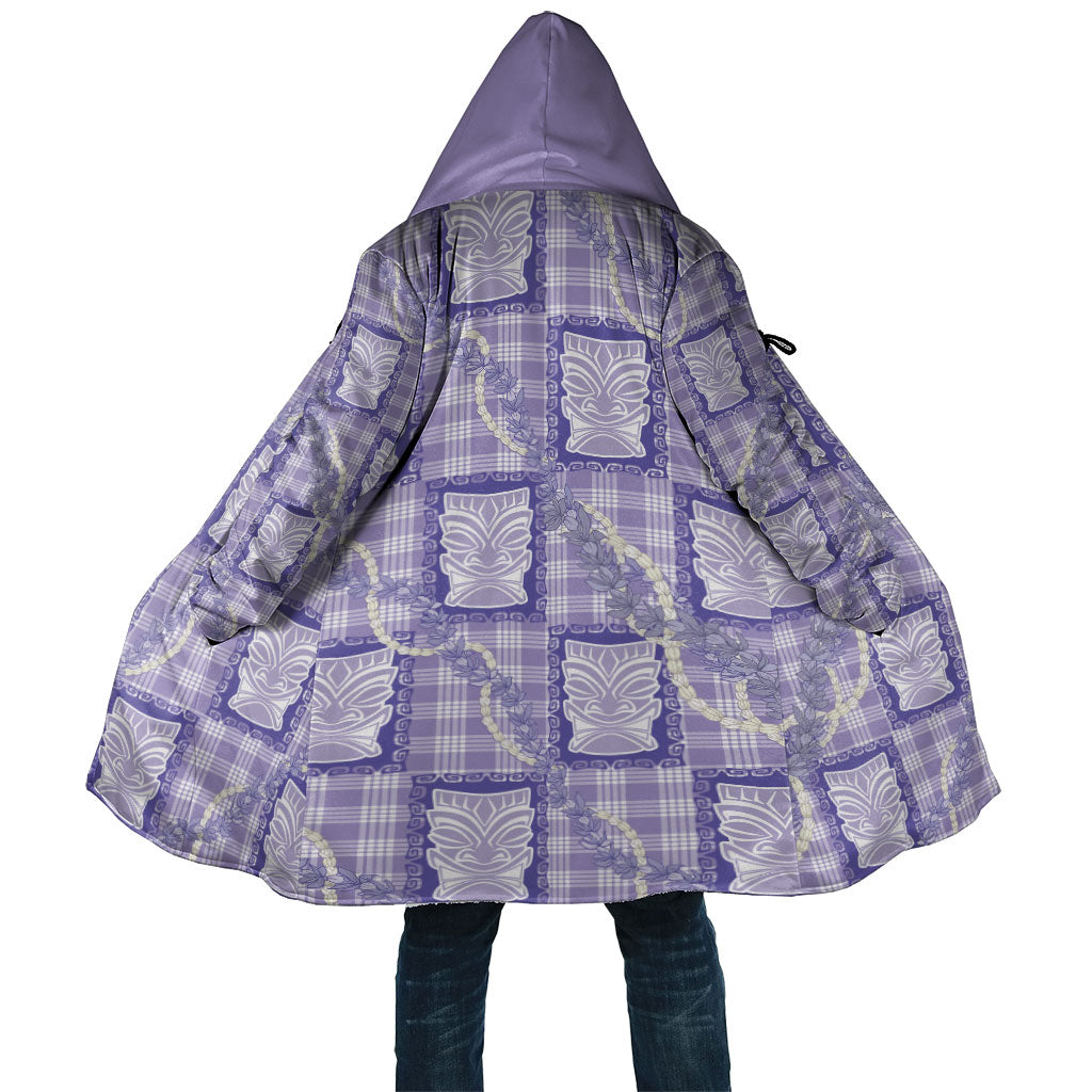 Aloha Hawaii Tiki Palaka Motifs Cloak Honohono Lei Purple Elegant Vibes