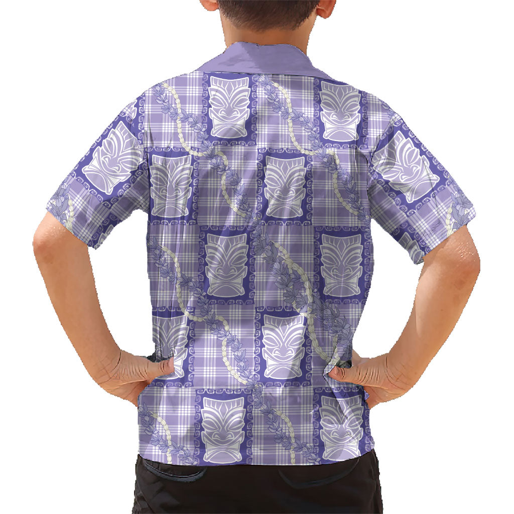 Aloha Hawaii Tiki Palaka Motifs Family Matching Mermaid Dress and Hawaiian Shirt Honohono Lei Purple Elegant Vibes LT14 - Polynesian Pride