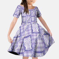 Aloha Hawaii Tiki Palaka Motifs Family Matching Mermaid Dress and Hawaiian Shirt Honohono Lei Purple Elegant Vibes LT14 Daughter's Dress Purple - Polynesian Pride