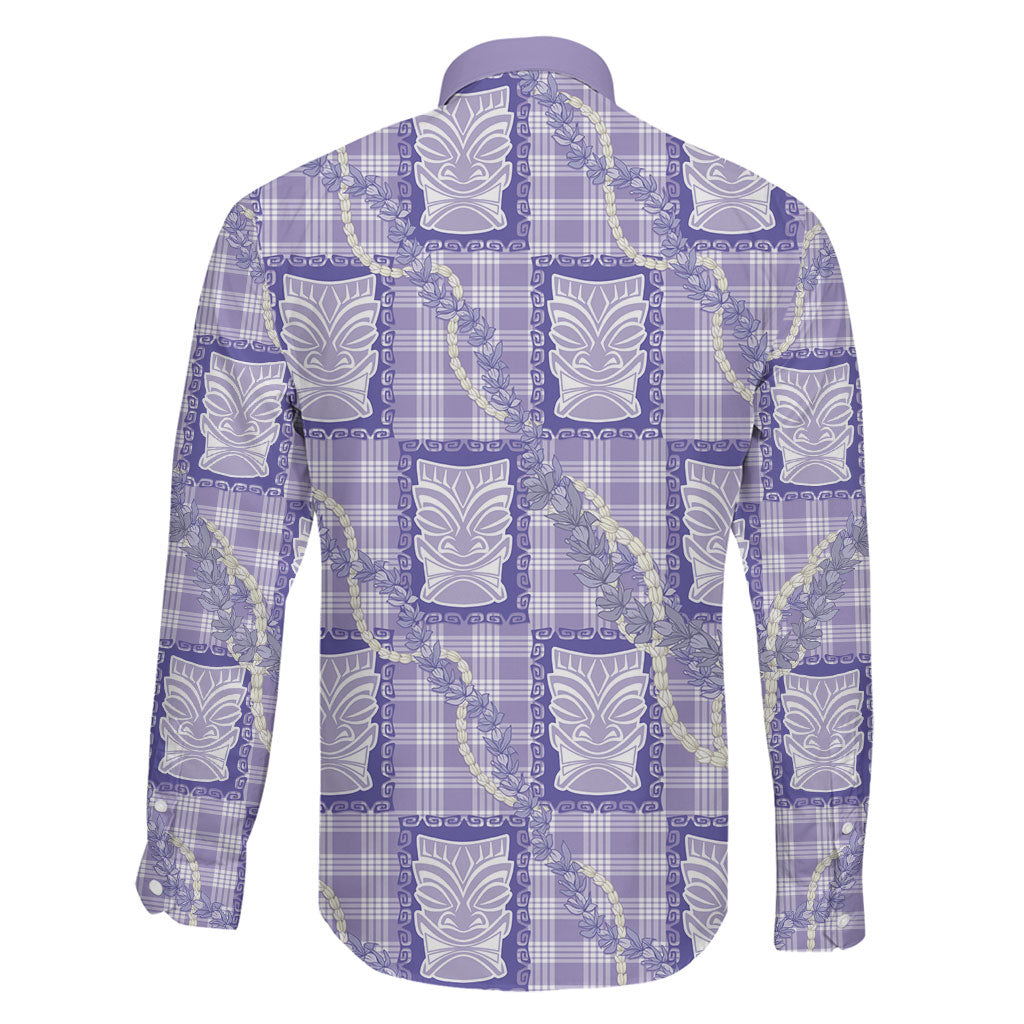 Aloha Hawaii Tiki Palaka Motifs Family Matching Mermaid Dress and Hawaiian Shirt Honohono Lei Purple Elegant Vibes LT14 - Polynesian Pride