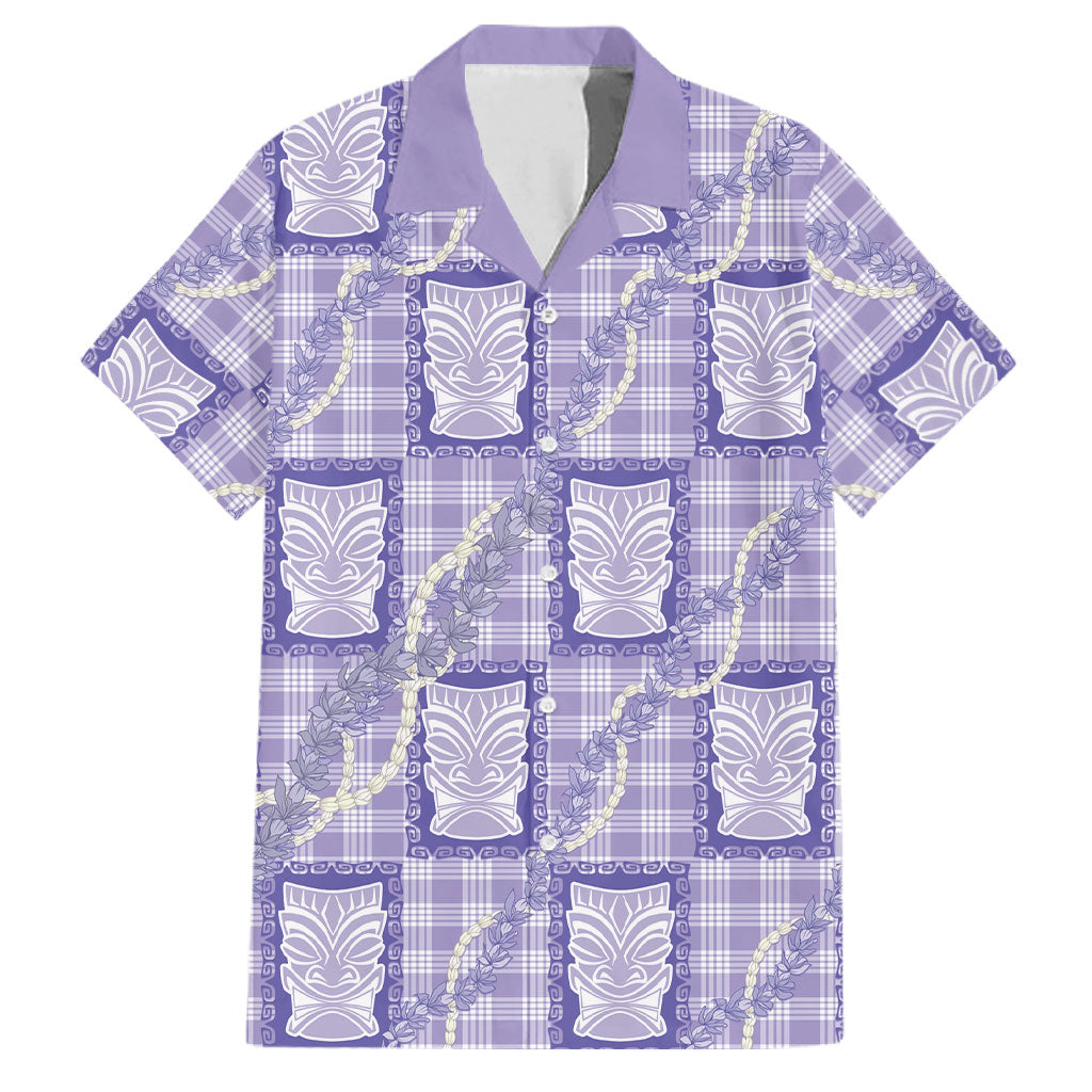 Aloha Hawaii Tiki Palaka Motifs Family Matching Off Shoulder Maxi Dress and Hawaiian Shirt Honohono Lei Purple Elegant Vibes LT14 Dad's Shirt - Short Sleeve Purple - Polynesian Pride