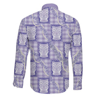 Aloha Hawaii Tiki Palaka Motifs Family Matching Off Shoulder Maxi Dress and Hawaiian Shirt Honohono Lei Purple Elegant Vibes LT14 - Polynesian Pride