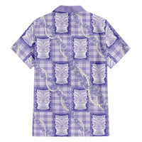 Aloha Hawaii Tiki Palaka Motifs Family Matching Off Shoulder Short Dress and Hawaiian Shirt Honohono Lei Purple Elegant Vibes LT14 - Polynesian Pride