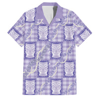Aloha Hawaii Tiki Palaka Motifs Family Matching Puletasi and Hawaiian Shirt Honohono Lei Purple Elegant Vibes LT14 Dad's Shirt - Short Sleeve Purple - Polynesian Pride
