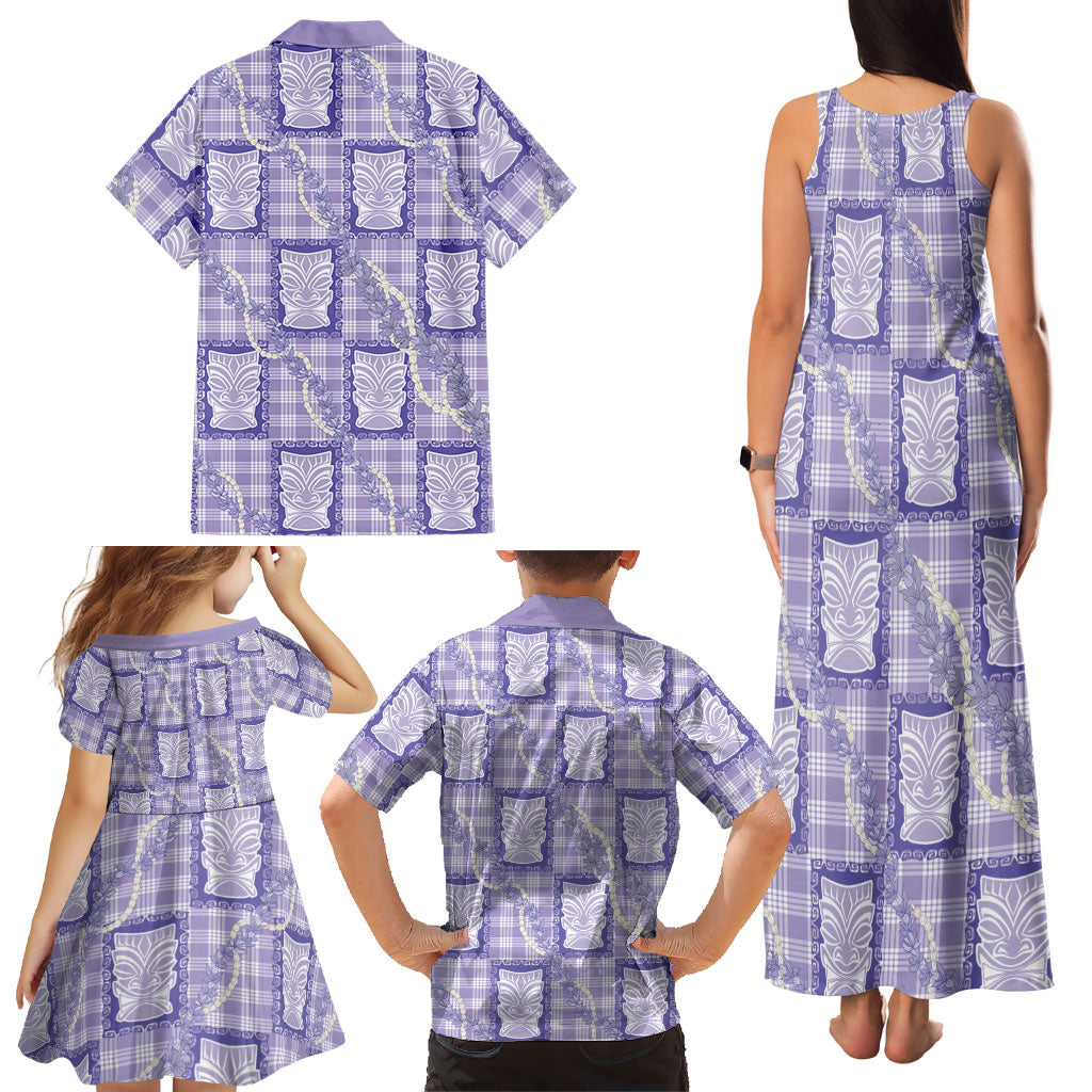 Aloha Hawaii Tiki Palaka Motifs Family Matching Tank Maxi Dress and Hawaiian Shirt Honohono Lei Purple Elegant Vibes LT14 - Polynesian Pride