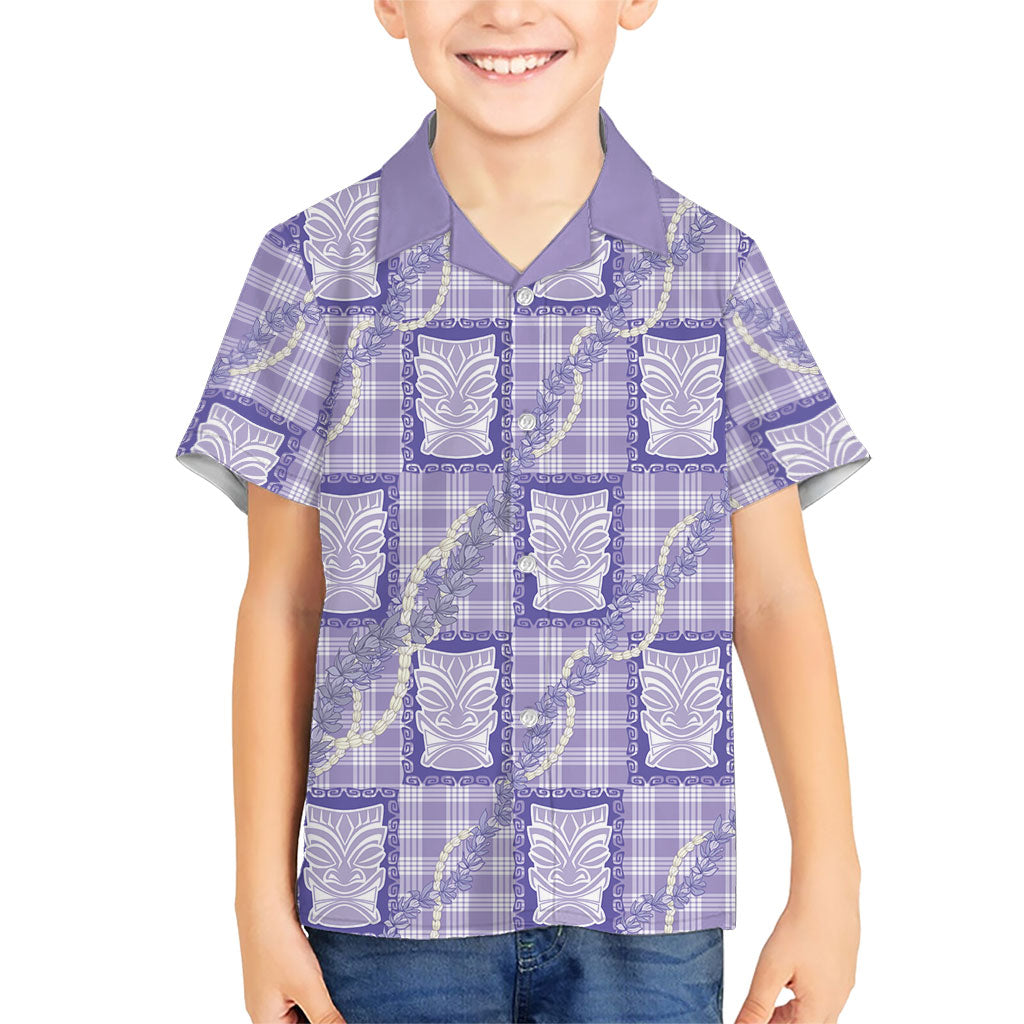 Aloha Hawaii Tiki Palaka Motifs Hawaiian Shirt Honohono Lei Purple Elegant Vibes LT14 - Polynesian Pride