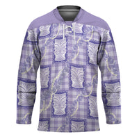 Aloha Hawaii Tiki Palaka Motifs Hockey Jersey Honohono Lei Purple Elegant Vibes LT14 Unisex Purple - Polynesian Pride