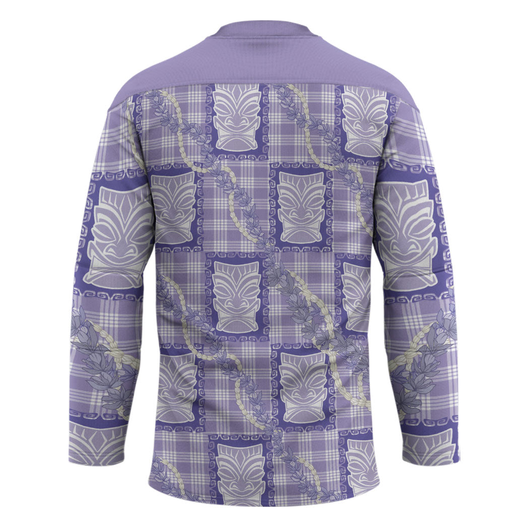 Aloha Hawaii Tiki Palaka Motifs Hockey Jersey Honohono Lei Purple Elegant Vibes LT14 - Polynesian Pride