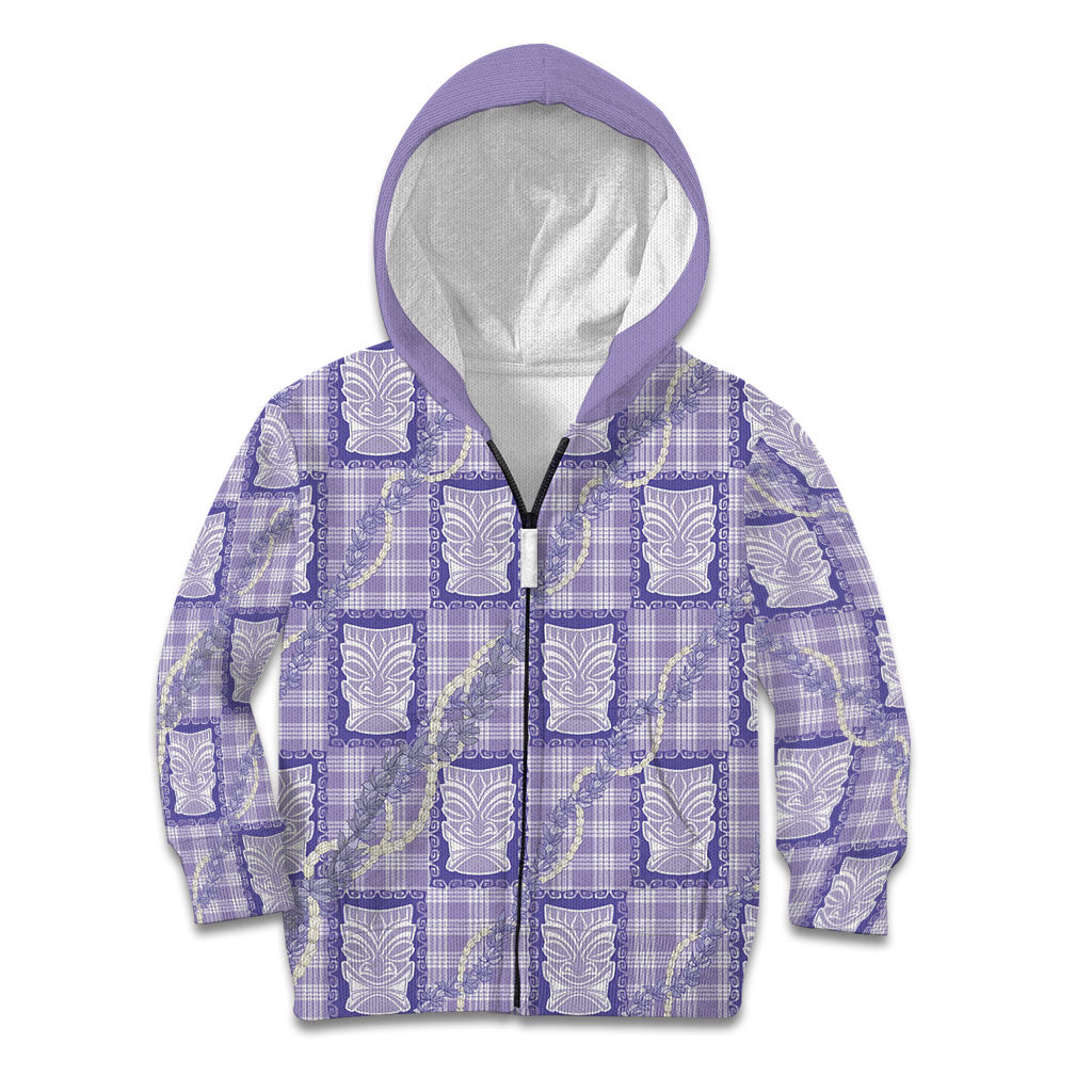 Aloha Hawaii Tiki Palaka Motifs Kid Hoodie Honohono Lei Purple Elegant Vibes LT14 Zip Hoodie Purple - Polynesian Pride