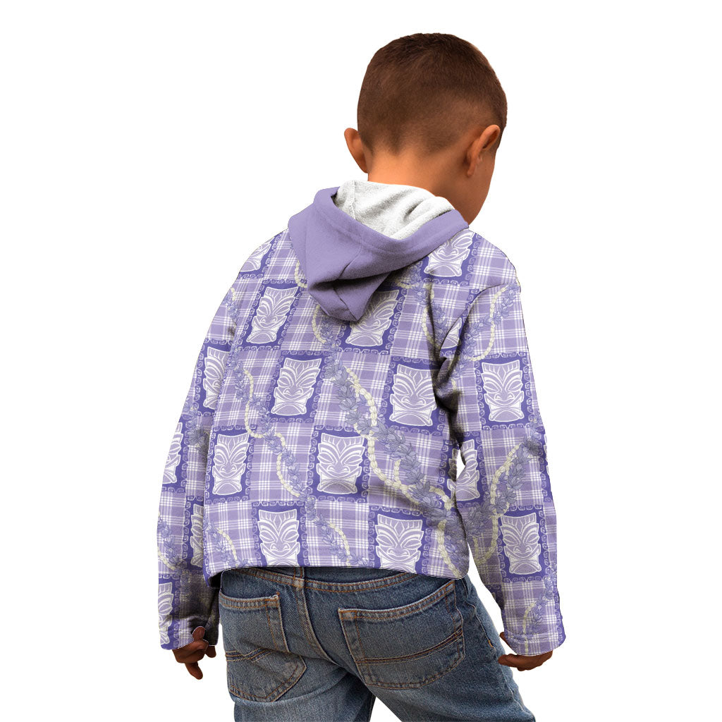 Aloha Hawaii Tiki Palaka Motifs Kid Hoodie Honohono Lei Purple Elegant Vibes LT14 - Polynesian Pride