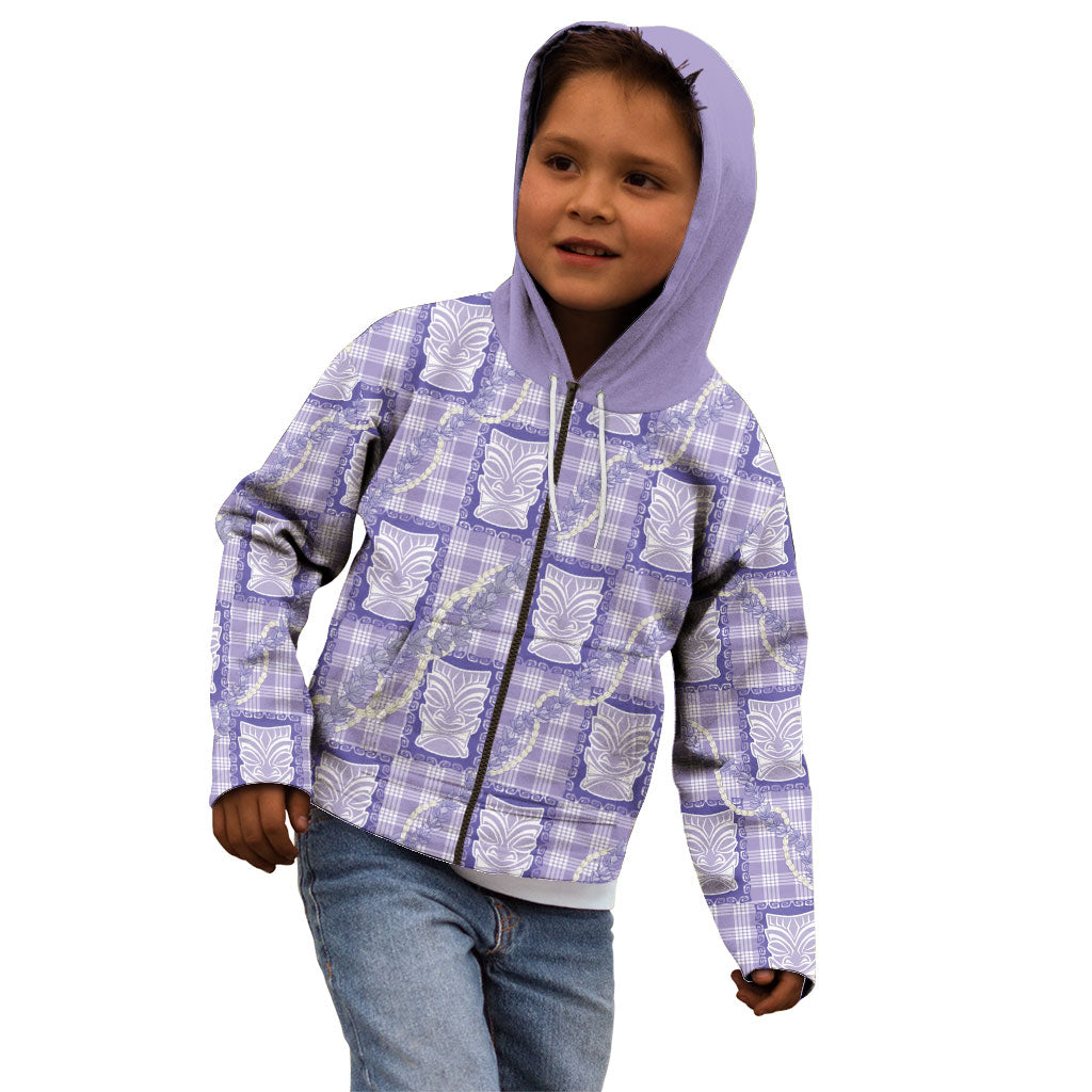 Aloha Hawaii Tiki Palaka Motifs Kid Hoodie Honohono Lei Purple Elegant Vibes LT14 - Polynesian Pride