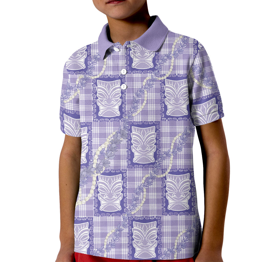Aloha Hawaii Tiki Palaka Motifs Kid Polo Shirt Honohono Lei Purple Elegant Vibes LT14 Kid Purple - Polynesian Pride