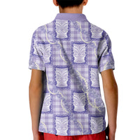 Aloha Hawaii Tiki Palaka Motifs Kid Polo Shirt Honohono Lei Purple Elegant Vibes LT14 - Polynesian Pride