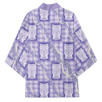 Aloha Hawaii Tiki Palaka Motifs Kimono Honohono Lei Purple Elegant Vibes