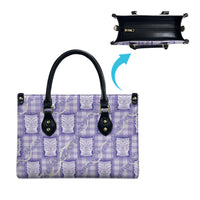 Aloha Hawaii Tiki Palaka Motifs Leather Bag Honohono Lei Purple Elegant Vibes
