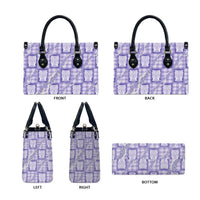 Aloha Hawaii Tiki Palaka Motifs Leather Bag Honohono Lei Purple Elegant Vibes