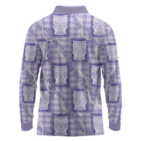 Aloha Hawaii Tiki Palaka Motifs Long Sleeve Polo Shirt Honohono Lei Purple Elegant Vibes LT14 - Polynesian Pride