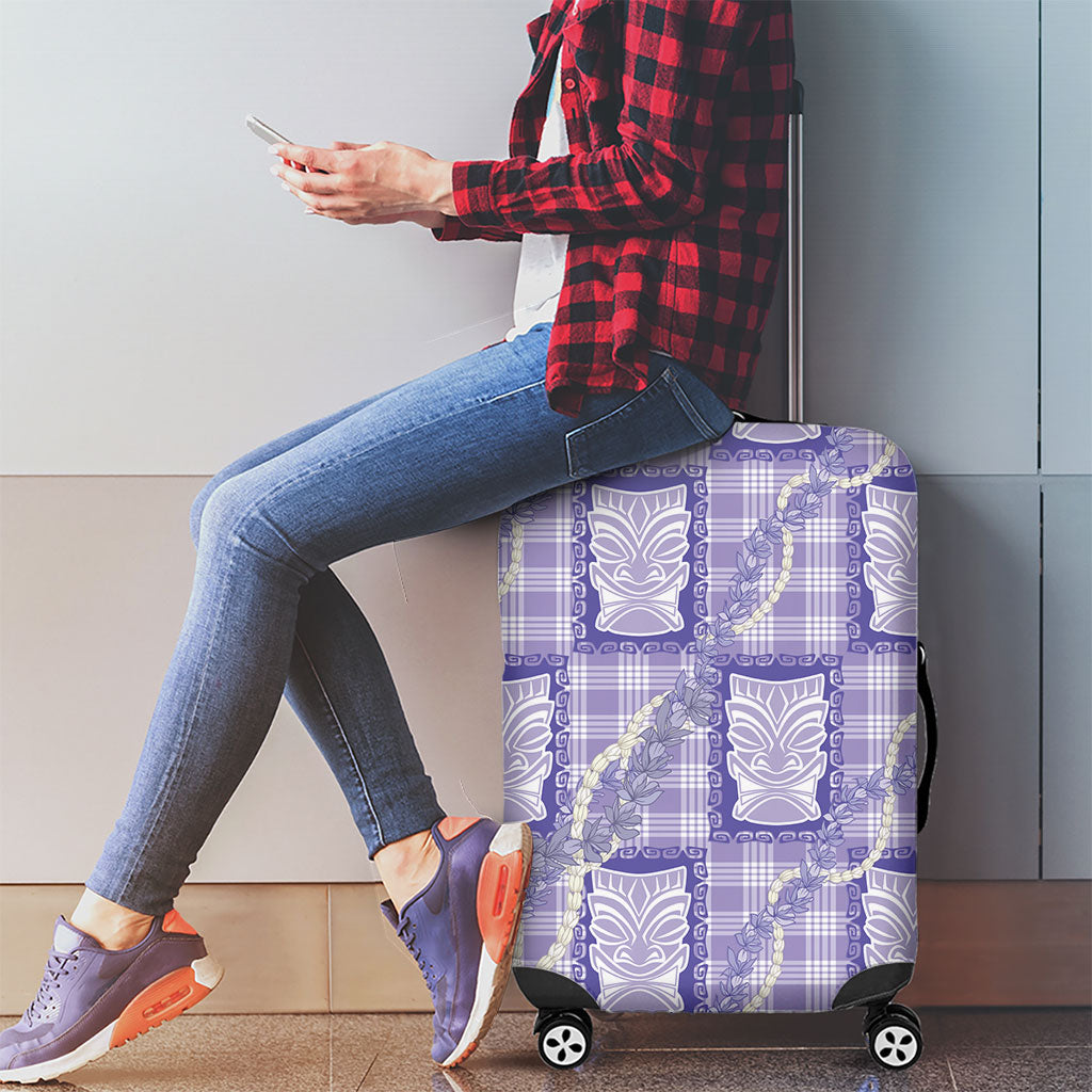 Aloha Hawaii Tiki Palaka Motifs Luggage Cover Honohono Lei Purple Elegant Vibes LT14 - Polynesian Pride