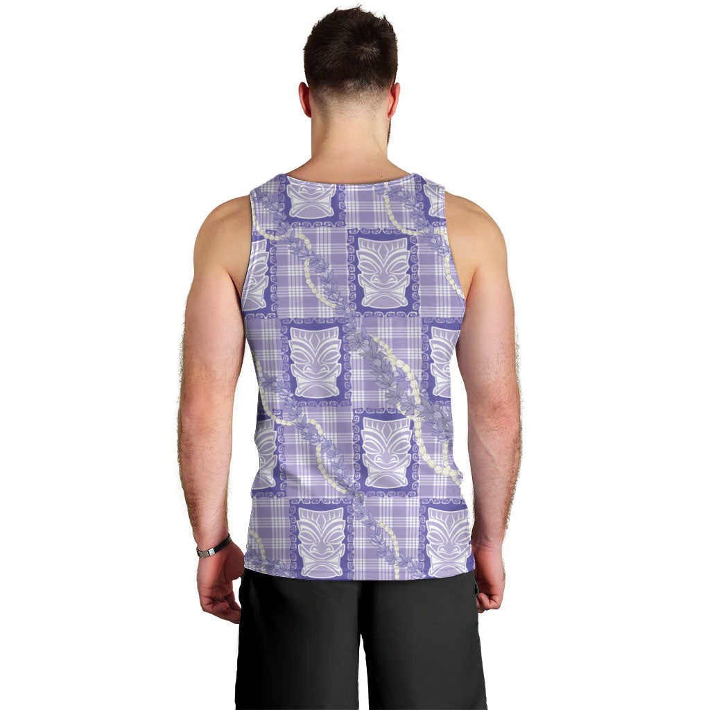Aloha Hawaii Tiki Palaka Motifs Men Tank Top Honohono Lei Purple Elegant Vibes