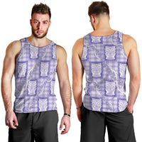 Aloha Hawaii Tiki Palaka Motifs Men Tank Top Honohono Lei Purple Elegant Vibes