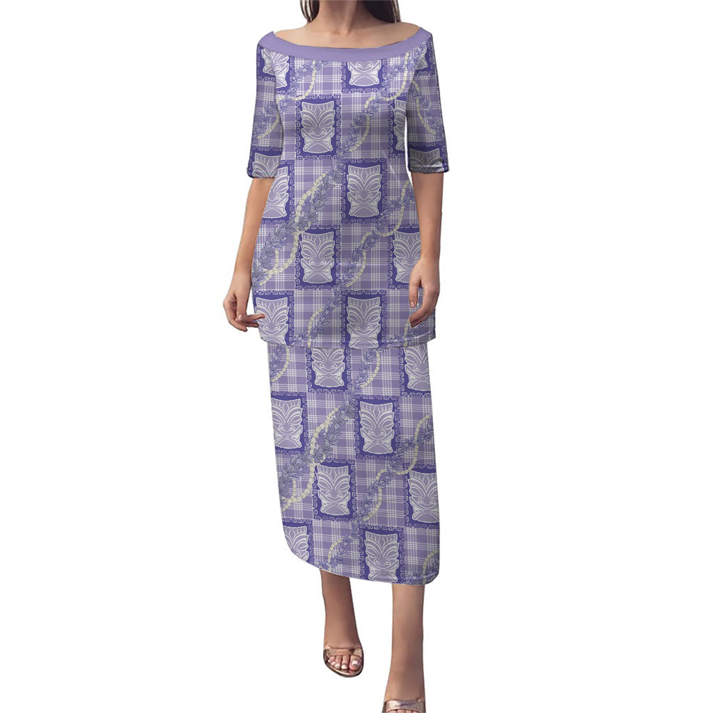 Aloha Hawaii Tiki Palaka Motifs Puletasi Honohono Lei Purple Elegant Vibes