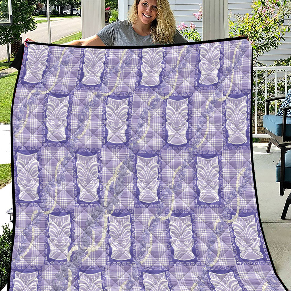 Aloha Hawaii Tiki Palaka Motifs Quilt Honohono Lei Purple Elegant Vibes