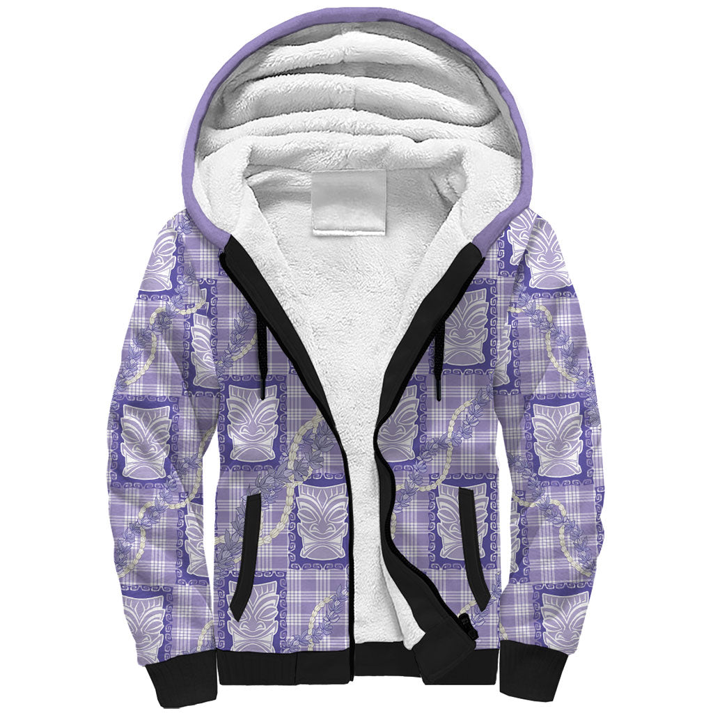 Aloha Hawaii Tiki Palaka Motifs Sherpa Hoodie Honohono Lei Purple Elegant Vibes LT14 Unisex Purple - Polynesian Pride