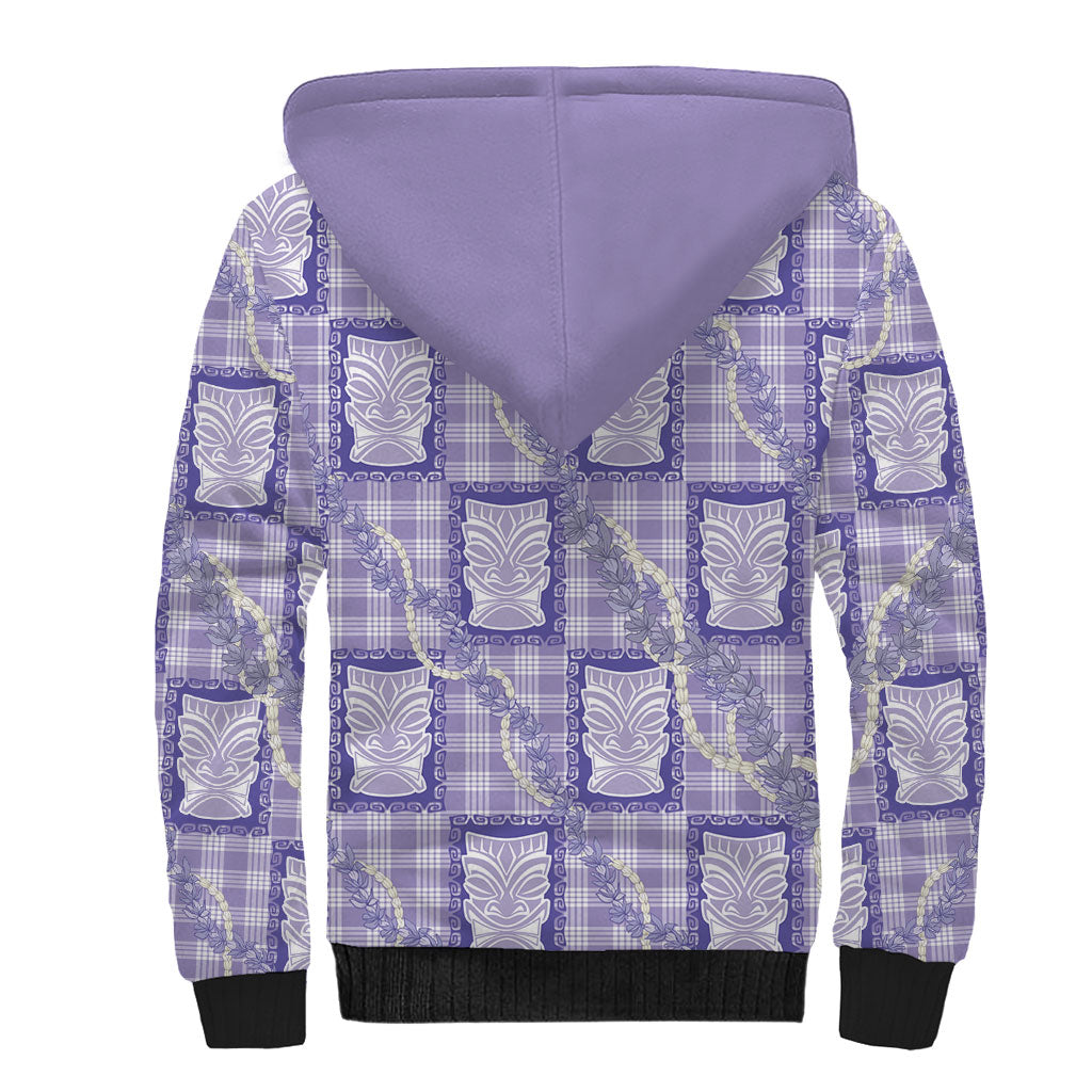 Aloha Hawaii Tiki Palaka Motifs Sherpa Hoodie Honohono Lei Purple Elegant Vibes LT14 - Polynesian Pride